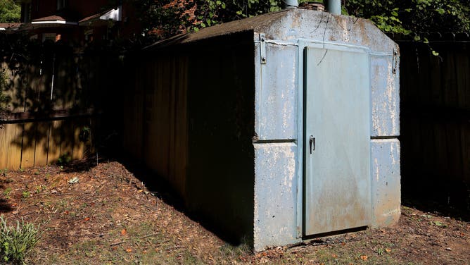TUSCALOOSA, AL - JULY 05: A tornado shed in Tuscaloosa, Alabama on July 5, 2018. 