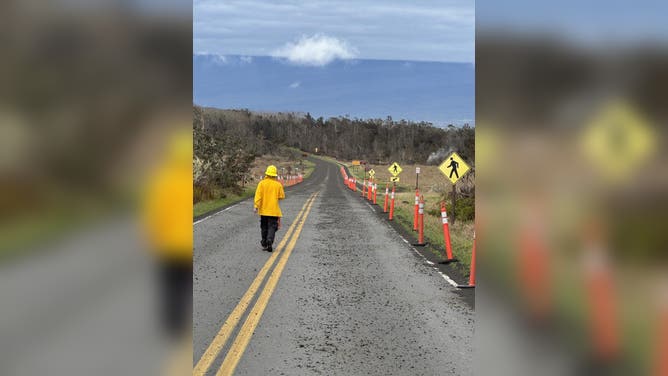 Tephra on Crater Rim Drive during Kilauea's 44th eruptive episode on April 10, 2026.