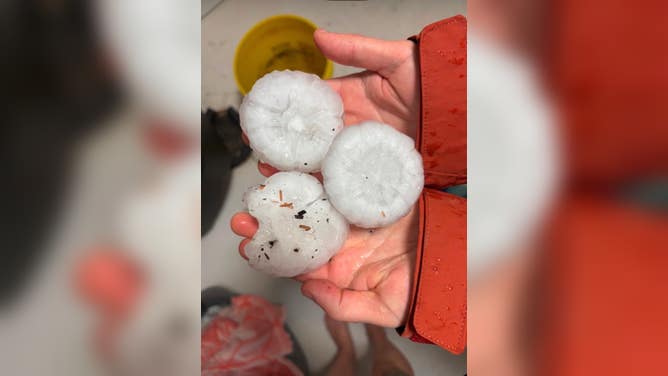 Baseball-sized hail in Oconomowoc, Wisconsin, Tuesday.