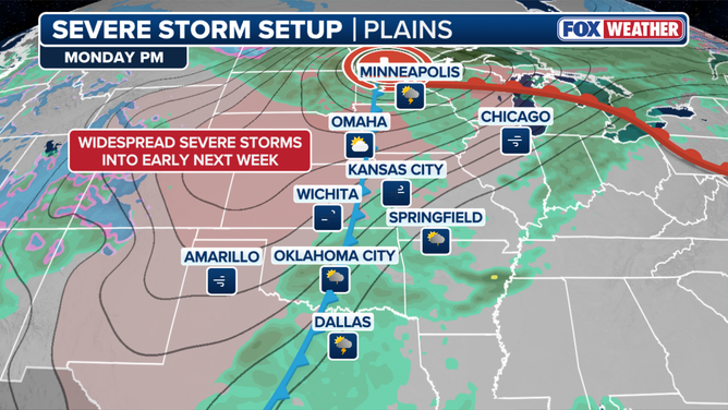 Severe storm setup for Monday night 