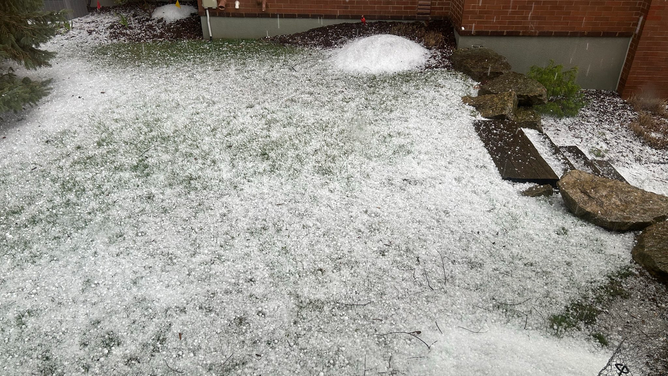 Ping pong ball-sized hail blasts Middleton, Wisconsin, Tuesday.