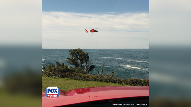 A 25-year-old male is rescued from a cliffside by the U.S. Coast Guard.