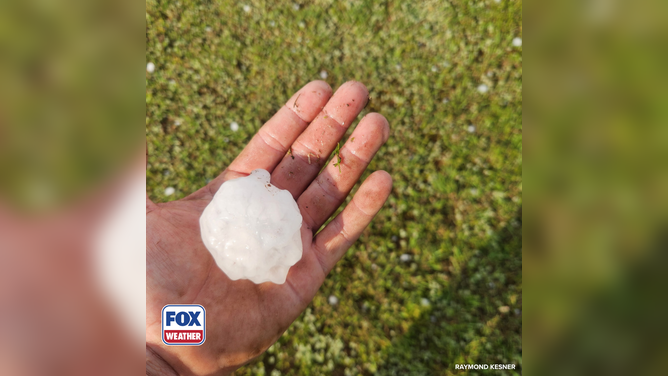 Large hail found outside home.