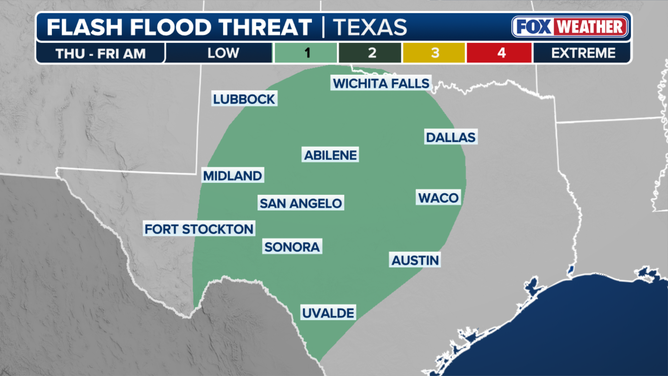 Flash flood threat across Texas from Thursday through Friday morning.
