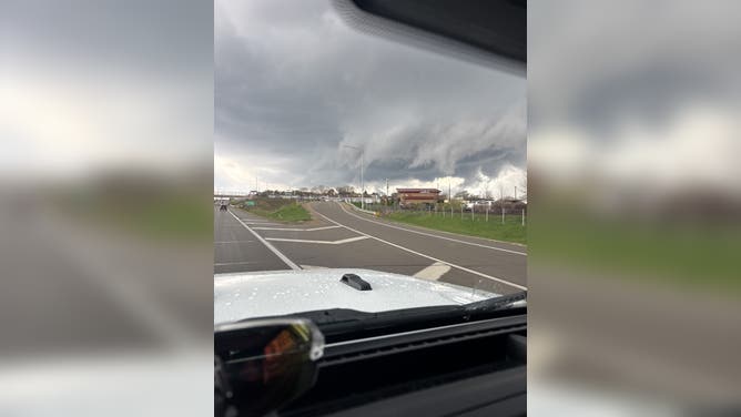Storms loom over Madison, Wisconsin, Tuesday.