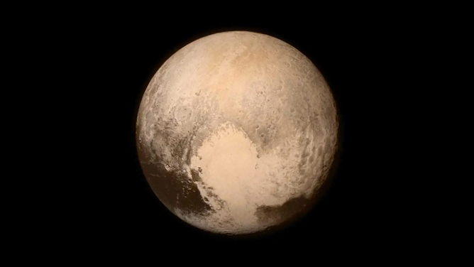 This image showing Pluto's "heart" was taken by NASA’s New Horizons spacecraft on July 13, 2015, when the spacecraft was 476,000 miles (768,000 kilometers) from the surface.