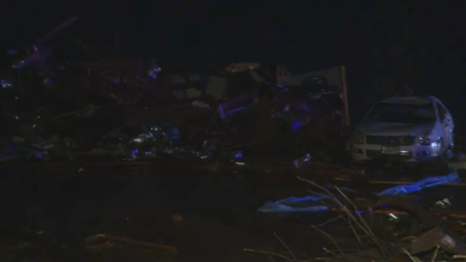 Damage in Enid, Oklahoma, after a tornado ripped through the city just before 8:30 p.m. on April 23, 2026.