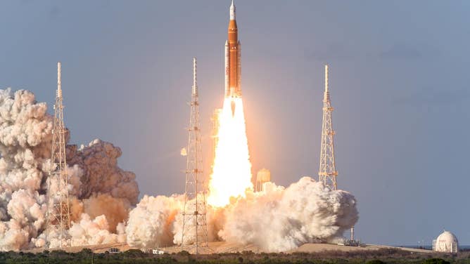 Four astronauts aboard NASA’s Orion spacecraft atop the SLS (Space Launch System) rocket launch on the agency’s Artemis II test flight, Wednesday, April 1 from Launch Complex 39B at NASA’s Kennedy Space Center in Florida.