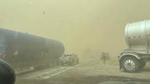Video shows powerful dust storm creating blizzard-like conditions on western North Dakota highway