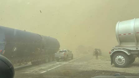 Video shows powerful dust storm creating blizzard-like conditions on western North Dakota highway