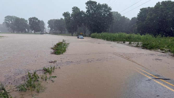Photo of the flooded roadway.