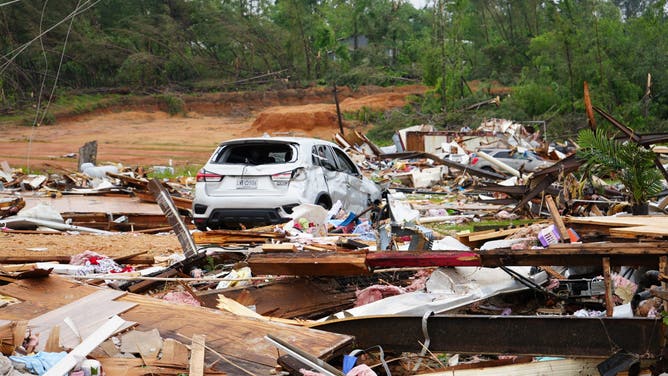 Tornado damage in Bogue Chitto, Mississippi Thursday.