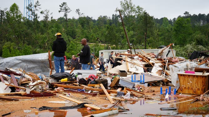 Tornado damage in Bogue Chitto, Mississippi Thursday.