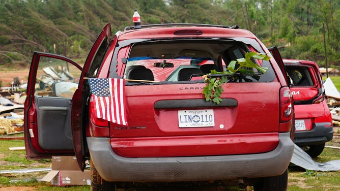 Tornado damage in Bogue Chitto, Mississippi Thursday.
