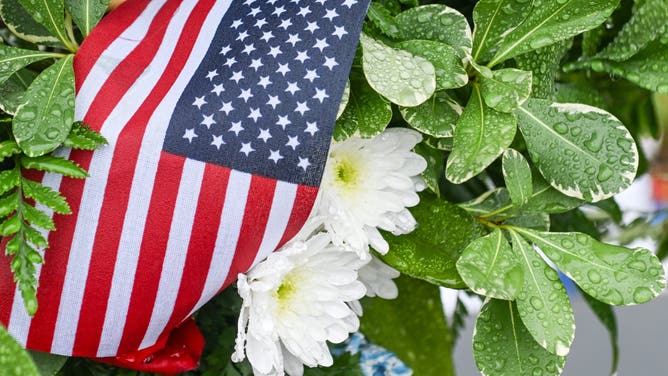 WASHINGTON, DC MAY 28: An American flag seen at the Korean War Veterans Memorial, an outdoor monument commemorating those who served in the Korean War, in Washington, D.C., United States, on May 28, 2025.