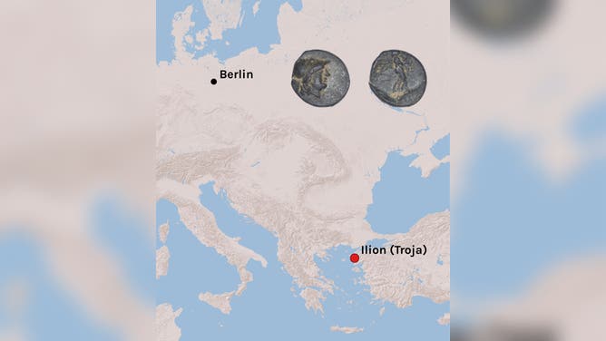 Map showing the origin of the coin and where it was found.