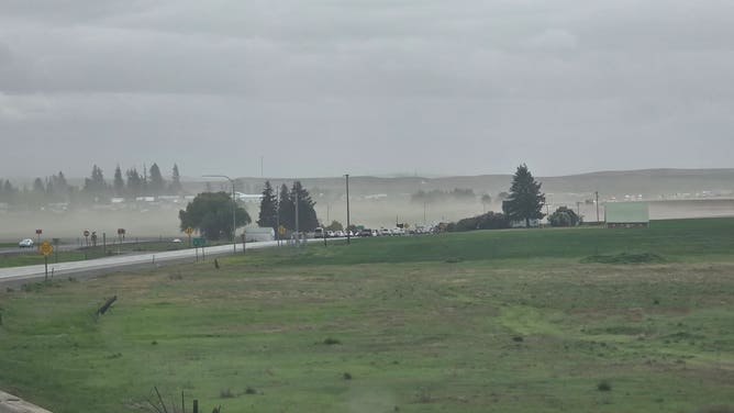 Dust cloud over US 195 in Spangle.