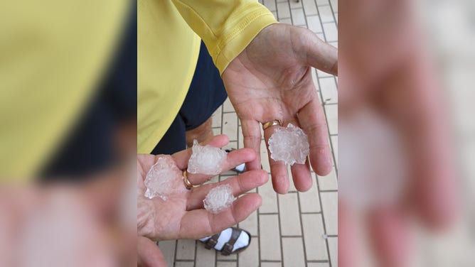 Quarter-sized hailstones in Ponce Inlet, Florida Sunday.