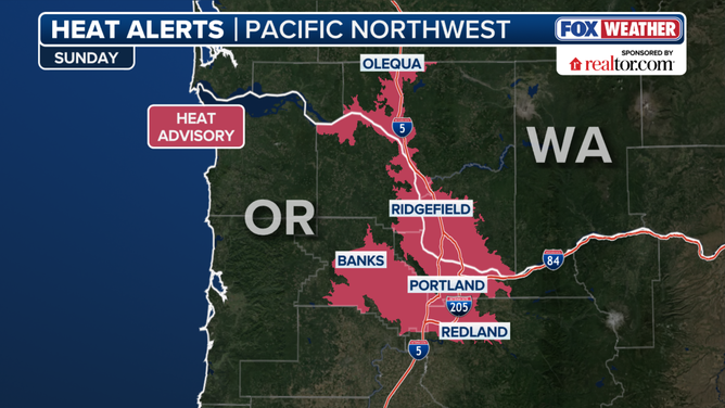 Heat alerts across the Pacific Northwest on Sunday.