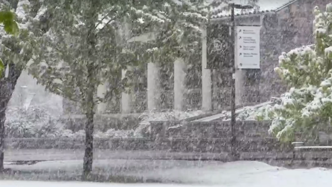 Snow begins to intensify crossed  Denver Tuesday.