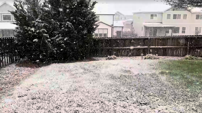 Snow falls successful  Castle Rock, CO connected  Tuesday.