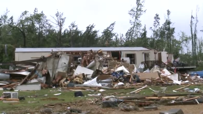 Damage to mobile home community in Bogue Chitto, Mississippi.