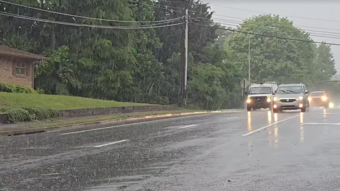 Downpours soak Marietta, Georgia, astir   3 inches of rainfall  fell crossed  the portion   Wednesday evening done  Thursday morning.