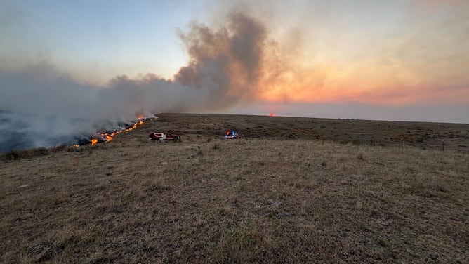 Wildfires erupt in Southwest Kansas on Thursday, May 14, 2026.