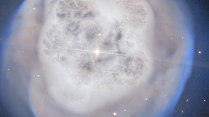 Zoomed in image of the Crystal Ball Nebula captured by the Gemini Multi-Object Spectrograph.