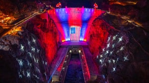 Giant American flag draped over Hoover Dam lowered until further notice due to gusty winds