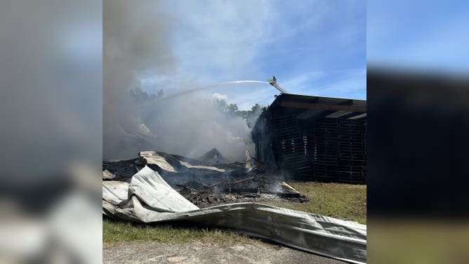 First responders extinguish a fire in Florida.