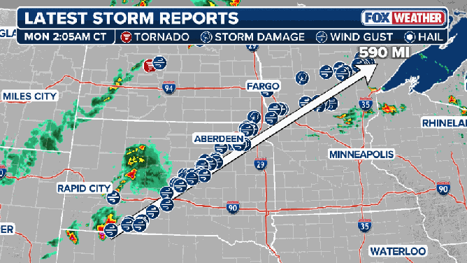 Storm reports and past radar.