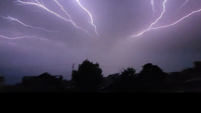 Lightning spiders across Fort Riley, Kansas, on June 9, 2026.