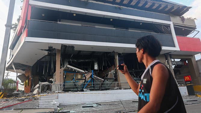 GENERAL SANTOS, PHILIPPINES - JUNE 8: A damaged international fast food restaurant following a magnitude 7.8 earthquake that struck the Southern Philippines, in General Santos city, Philippines, on June 8, 2026.