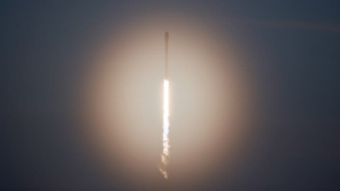 CAPE CANAVERAL SPACE FORCE STATION, FLORIDA - JUNE 08: A Spacex Flacon 9 rocket flies into space from Space Launch Complex 40 on June 08, 2026 in Cape Canaveral Space Force Station, Florida. The mission, known as Starlink 10-35, will deploy 29 Starlink satellites into orbit. Shares in Elon Musk's SpaceX are poised for a June 12th listing on Nasdaq, with a valuation of $135.