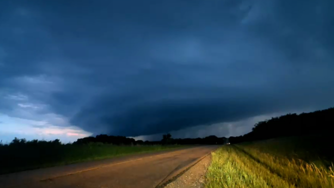 A powerful supercell in Kansas produced numerous cloud-to-ground lightning strikes in front of FOX Weather Exclusive Storm Tracker Brandon Copic on Thursday.