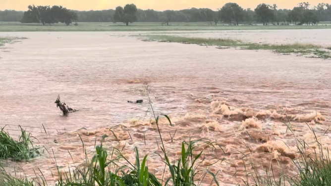 Thunderstorms cause flooding in Fairview, Oklahoma on Friday, June 5, 2026.