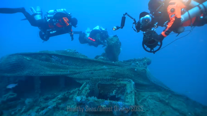 Ghost divers clear nets from shipwreck off Italian coast.