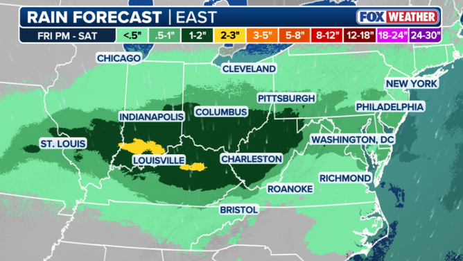 Rainfall outlook across the Eastern U.S.