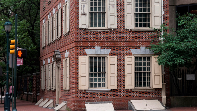 The reconstructed house is the site where Thomas Jefferson wrote the Declaration of Independence.