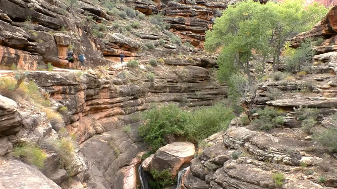 The Tapeats Narrows along the Bright Angel Trail, approximately one mile north of Havasupai Gardens