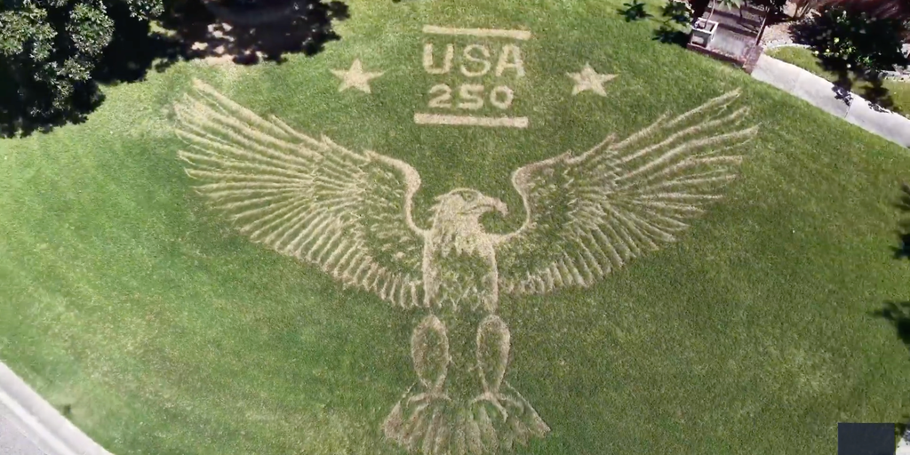 The most patriotic front lawn in America celebrates the nation's 250th with a bald eagle mural