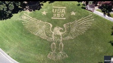 The most patriotic front lawn in America celebrates the nation's 250th with a bald eagle mural