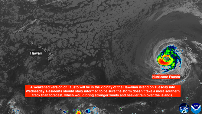 Satellite imagery of Hurricane Fausto in the East Pacific.