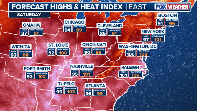 July 4th forecast highs and heat index outlook