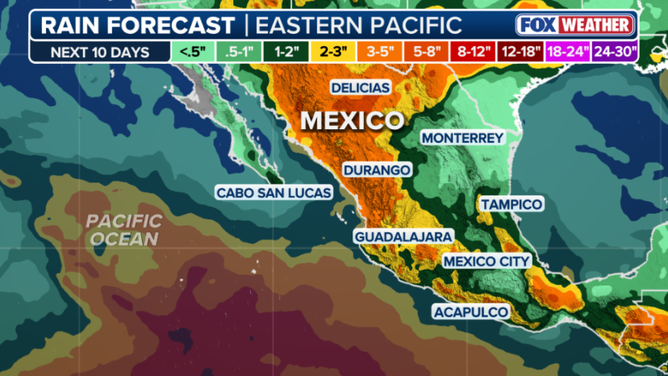 Rain forecast over the next 10 days