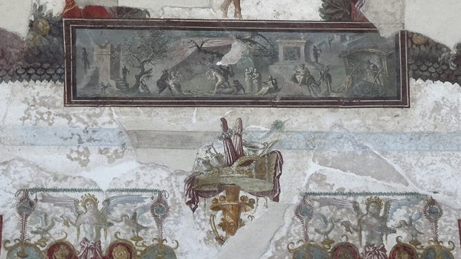 Stunning image of the fresco on the ceiling of a home from 2,000 years ago.