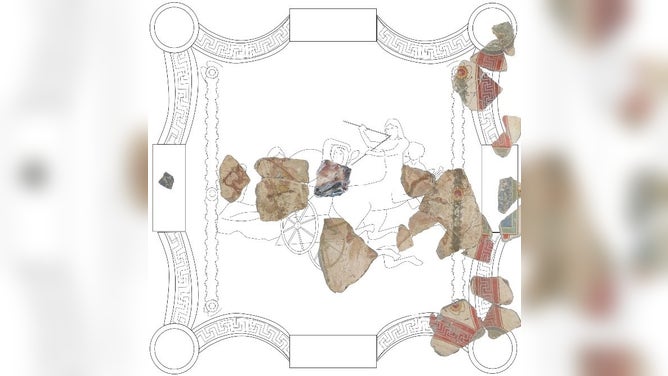 Numerous ceiling fragments are preserved from fresco.
