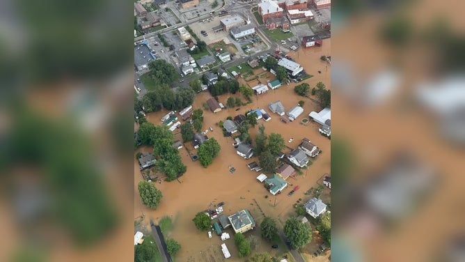 Floodwaters linger Wednesday across parts of West Virginia after a Flash Flood Emergency on Tuesday, July 21, 2026.