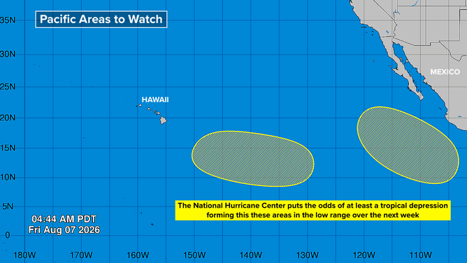 Eastern Pacific tropics on August 7, 2026.